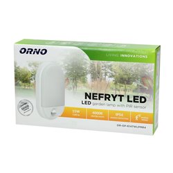 NEFRYT LED 15W, OPRAWA OGRODOWA Z CZUJNIKIEM RUCHU, 1100LM, IP54, 4000K, BIAŁA ORNO NEFRYT LED 15W, OPRAWA OGRODOWA Z CZUJNIKIEM RUCHU, 1100LM, IP54, 4000K, BIAŁA ORNO