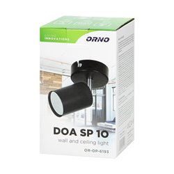 DOA SP 1O, OPRAWA ŚCIENNO-SUFITOWA, GU10 MAX. 50W, IP20, CZARNA ORNO DOA SP 1O, OPRAWA ŚCIENNO-SUFITOWA, GU10 MAX. 50W, IP20, CZARNA ORNO