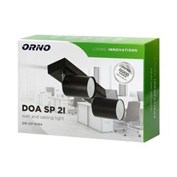DOA SP 2I, OPRAWA ŚCIENNO-SUFITOWA, GU10 MAX. 2X50W, IP20, CZARNA ORNO DOA SP 2I, OPRAWA ŚCIENNO-SUFITOWA, GU10 MAX. 2X50W, IP20, CZARNA ORNO