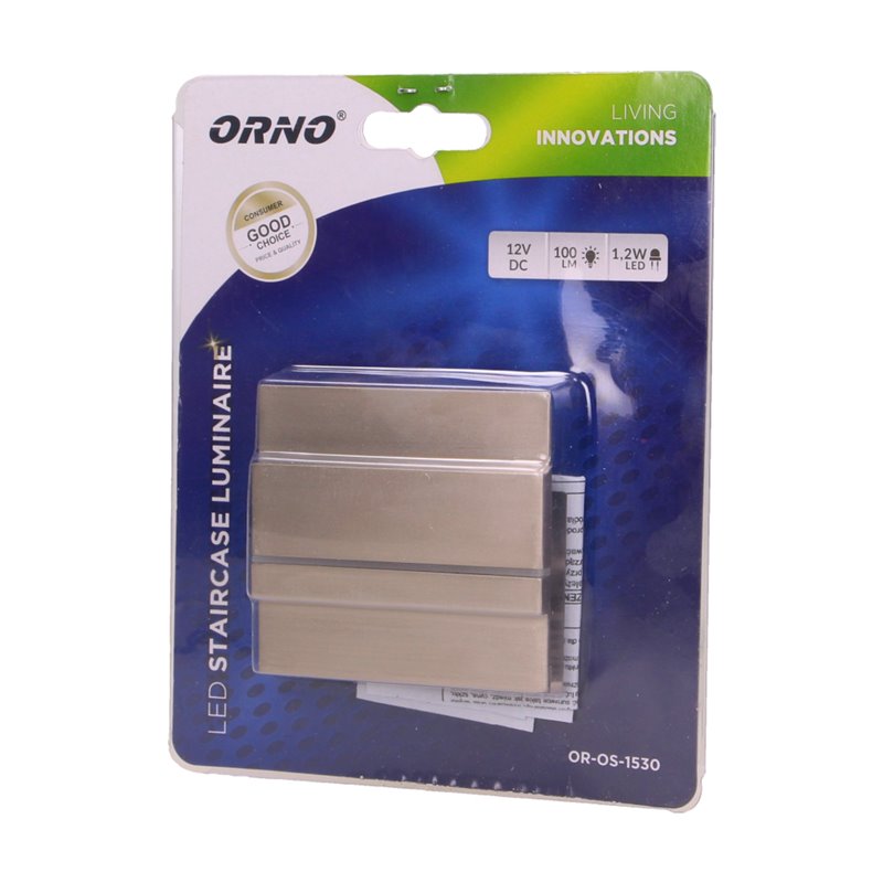 CYGNUS LED 1,2W, OPRAWA SCHODOWA NATYNKOWA, 12V DC, 100LM, 3000K, SATYNA ORNO CYGNUS LED 1,2W, OPRAWA SCHODOWA NATYNKOWA, 12V DC, 100LM, 3000K, SATYNA ORNO