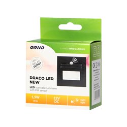DRACO LED NEW 1,5W, OPRAWA SCHODOWA PODTYNKOWA, 12VDC, 30LM, 6000K, CZARNY, INNOWACYJNY SPOSÓB MONTAŻU ORNO DRACO LED NEW 1,5W, OPRAWA SCHODOWA PODTYNKOWA, 12VDC, 30LM, 6000K, CZARNY, INNOWACYJNY SPOSÓB MONTAŻU ORNO