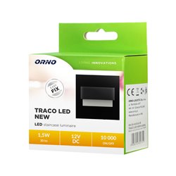 TRACO LED 1,5W, OPRAWA SCHODOWA PODTYNKOWA, 12VDC, 30LM, 3000K, CZARNY, INNOWACYJNY SPOSÓB MONTAŻU ORNO TRACO LED 1,5W, OPRAWA SCHODOWA PODTYNKOWA, 12VDC, 30LM, 3000K, CZARNY, INNOWACYJNY SPOSÓB MONTAŻU ORNO