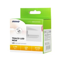 TRACO LED 1,5W, OPRAWA SCHODOWA PODTYNKOWA, 12VDC, 30LM, 3000K, BIAŁY, INNOWACYJNY SPOSÓB MONTAŻU ORNO TRACO LED 1,5W, OPRAWA SCHODOWA PODTYNKOWA, 12VDC, 30LM, 3000K, BIAŁY, INNOWACYJNY SPOSÓB MONTAŻU ORNO