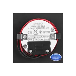 TRACO LED 1,5W, OPRAWA SCHODOWA PODTYNKOWA, 12VDC, 30LM, 3000K, CZARNY, CZUJNIK RUCHU I ZMIERZCHU ORNO TRACO LED 1,5W, OPRAWA SCHODOWA PODTYNKOWA, 12VDC, 30LM, 3000K, CZARNY, CZUJNIK RUCHU I ZMIERZCHU ORNO