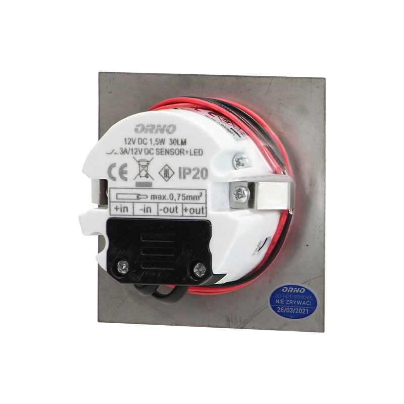 TRACO LED 1,5W, OPRAWA SCHODOWA PODTYNKOWA, 12VDC, 30LM, 3000K, SATYNA, CZUJNIK RUCHU I ZMIERZCHU ORNO TRACO LED 1,5W, OPRAWA SCHODOWA PODTYNKOWA, 12VDC, 30LM, 3000K, SATYNA, CZUJNIK RUCHU I ZMIERZCHU ORNO