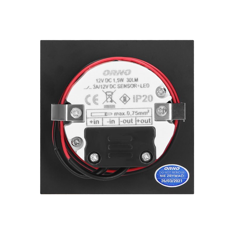 TRACO LED 1,5W, OPRAWA SCHODOWA PODTYNKOWA, 12VDC, 30LM, 6000K, CZARNY, CZUJNIK RUCHU I ZMIERZCHU ORNO TRACO LED 1,5W, OPRAWA SCHODOWA PODTYNKOWA, 12VDC, 30LM, 6000K, CZARNY, CZUJNIK RUCHU I ZMIERZCHU ORNO