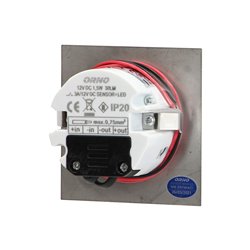 TRACO LED 1,5W, OPRAWA SCHODOWA PODTYNKOWA, 12VDC, 30LM, 6000K, SATYNA, CZUJNIK RUCHU I ZMIERZCHU ORNO TRACO LED 1,5W, OPRAWA SCHODOWA PODTYNKOWA, 12VDC, 30LM, 6000K, SATYNA, CZUJNIK RUCHU I ZMIERZCHU ORNO