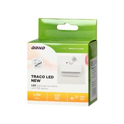 TRACO LED 1,5W, OPRAWA SCHODOWA PODTYNKOWA, 12VDC, 30LM, 6000K, BIAŁA, CZUJNIK RUCHU I ZMIERZCHU ORNO TRACO LED 1,5W, OPRAWA SCHODOWA PODTYNKOWA, 12VDC, 30LM, 6000K, BIAŁA, CZUJNIK RUCHU I ZMIERZCHU ORNO