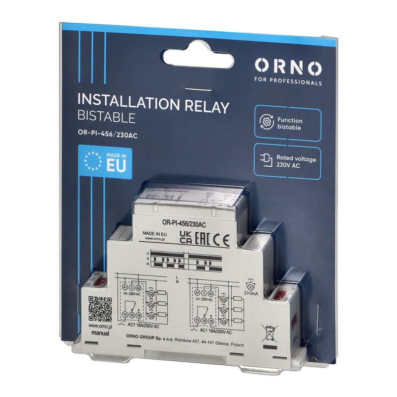 PRZEKAŹNIK INSTALACYJNY BISTABILNY 230 VAC , 16A ORNO PRZEKAŹNIK INSTALACYJNY BISTABILNY 230 VAC , 16A ORNO