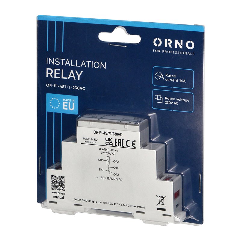 PRZEKAŹNIK INSTALACYJNY 1P 230 VAC 16A ORNO PRZEKAŹNIK INSTALACYJNY 1P 230 VAC 16A ORNO