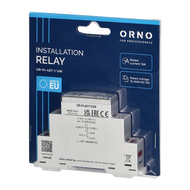 PRZEKAŹNIK INSTALACYJNY 1P 16A ,12-230 VUC ORNO PRZEKAŹNIK INSTALACYJNY 1P 16A ,12-230 VUC ORNO