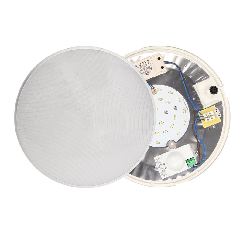 HELM LED 12W, PLAFON Z MIKROFALOWYM CZUJNIKIEM RUCHU, 1150LM, IP44, 4000K, POLIWĘGLAN PRZEŹROCZYSTY, BIAŁY ORNO HELM LED 12W, PLAFON Z MIKROFALOWYM CZUJNIKIEM RUCHU, 1150LM, IP44, 4000K, POLIWĘGLAN PRZEŹROCZYSTY, BIAŁY ORNO