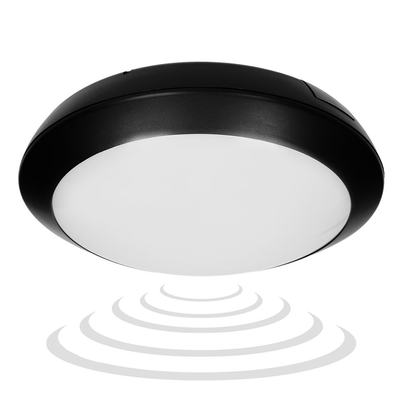 PLAFON BRYZA ECO LED Z MIKROFALOWYM CZUJNIKIEM RUCHU, CZARNY, 12W ORNO