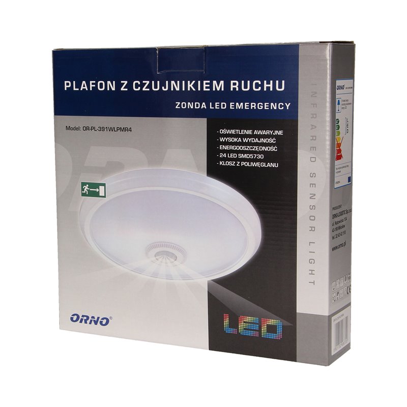 ZONDA LED EMERGENCY 12W/1,2W, PLAFON Z CZUJNIKIEM RUCHU, 800LM/80LM, IP20, 4000K, POLIWĘGLAN MLECZNY, BIAŁY ORNO ZONDA LED EMERGENCY 12W/1,2W, PLAFON Z CZUJNIKIEM RUCHU, 800LM/80LM, IP20, 4000K, POLIWĘGLAN MLECZNY, BIAŁY ORNO