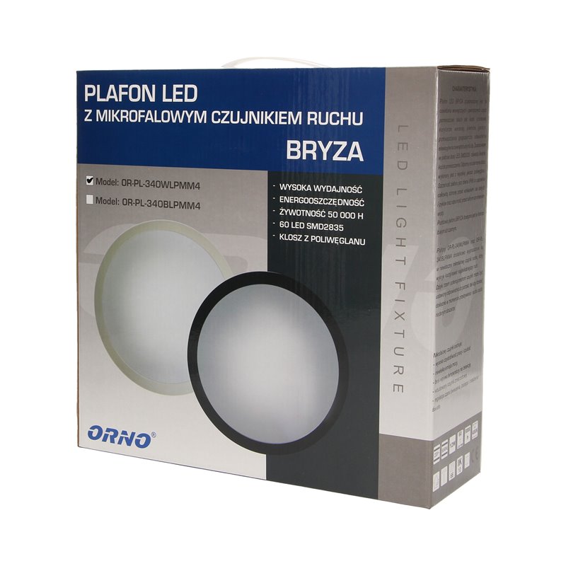 PLAFON BRYZA LED 15W Z MIKROFALOWYM CZUJNIKIEM RUCHU, BIAŁA ORNO PLAFON BRYZA LED 15W Z MIKROFALOWYM CZUJNIKIEM RUCHU, BIAŁA ORNO