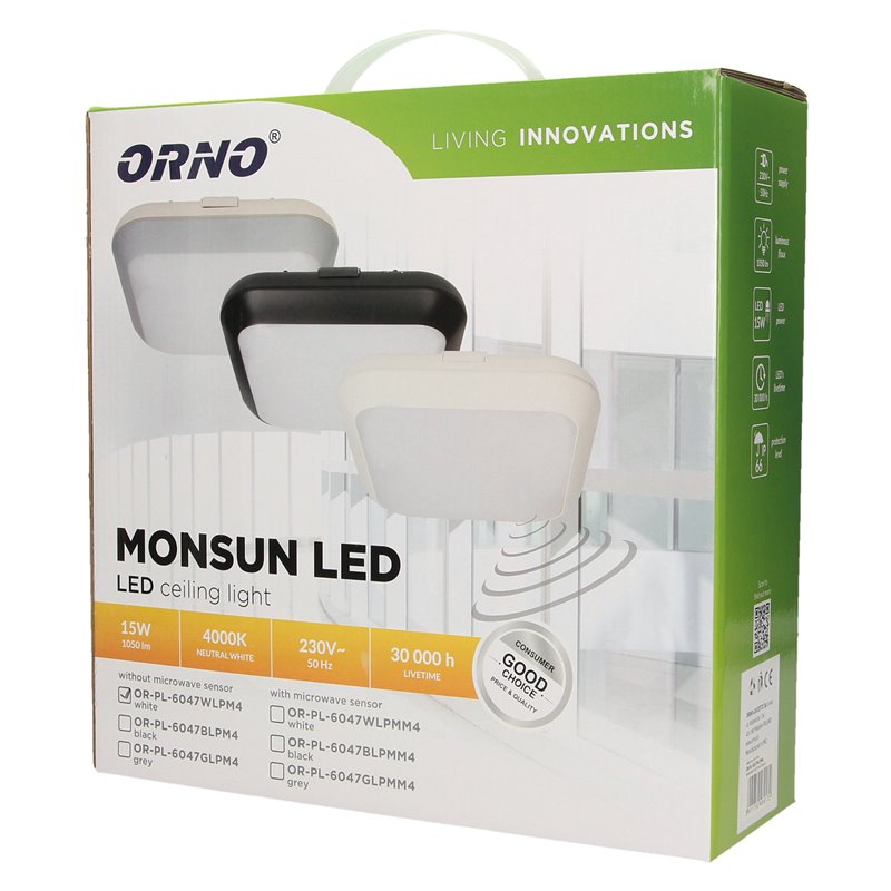 PLAFON MONSUN LED 15W, BIAŁY ORNO PLAFON MONSUN LED 15W, BIAŁY ORNO