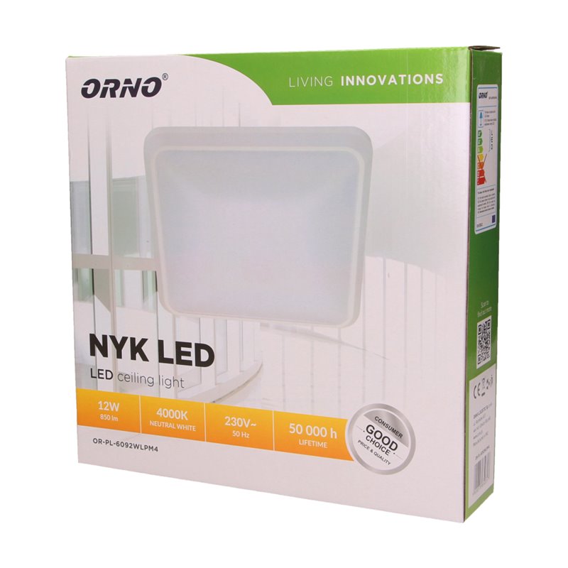 NYK LED 12W, PLAFON OŚWIETLENIOWY, 850LM, 4000K, POLIWĘGLAN MLECZNY, BIAŁY ORNO NYK LED 12W, PLAFON OŚWIETLENIOWY, 850LM, 4000K, POLIWĘGLAN MLECZNY, BIAŁY ORNO