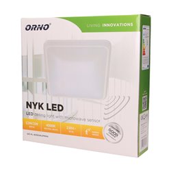 NYK LED 12W, PLAFON Z MIKROFALOWYM CZUJNIKIEM RUCHU, 850LM, IP20, 4000K, POLIWĘGLAN MLECZNY, BIAŁY ORNO NYK LED 12W, PLAFON Z MIKROFALOWYM CZUJNIKIEM RUCHU, 850LM, IP20, 4000K, POLIWĘGLAN MLECZNY, BIAŁY ORNO