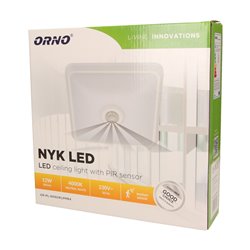 NYK LED 12W, PLAFON Z CZUJNIKIEM RUCHU, 850LM, IP20, 4000K, POLIWĘGLAN MLECZNY, BIAŁY ORNO NYK LED 12W, PLAFON Z CZUJNIKIEM RUCHU, 850LM, IP20, 4000K, POLIWĘGLAN MLECZNY, BIAŁY ORNO
