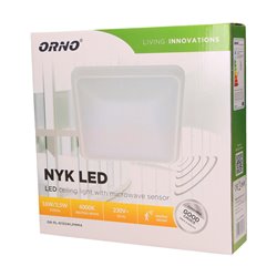 NYK LED 16W, PLAFON Z MIKROFALOWYM CZUJNIKIEM RUCHU, 1150LM, IP20, 4000K, POLIWĘGLAN MLECZNY, BIAŁY ORNO NYK LED 16W, PLAFON Z MIKROFALOWYM CZUJNIKIEM RUCHU, 1150LM, IP20, 4000K, POLIWĘGLAN MLECZNY, BIAŁY ORNO