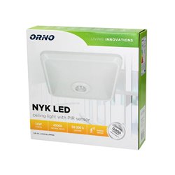 NYK LED 16W, PLAFON Z CZUJNIKIEM RUCHU, 1150LM, IP20, 4000K, POLIWĘGLAN MLECZNY, BIAŁY ORNO NYK LED 16W, PLAFON Z CZUJNIKIEM RUCHU, 1150LM, IP20, 4000K, POLIWĘGLAN MLECZNY, BIAŁY ORNO