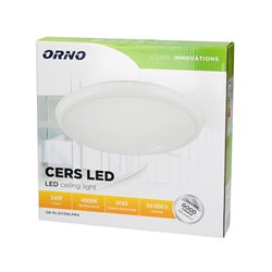 CERS LED 16W, PLAFON OŚWIETLENIOWY, 1300LM, IP54, 4000K, POLIWĘGLAN MLECZNY, BIAŁY ORNO CERS LED 16W, PLAFON OŚWIETLENIOWY, 1300LM, IP54, 4000K, POLIWĘGLAN MLECZNY, BIAŁY ORNO
