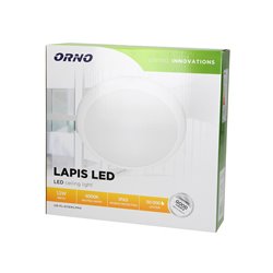 LAPIS LED 12W, PLAFON OŚWIETLENIOWY, 800LM, IP65, 4000K, IK10, POLIWĘGLAN MLECZNY, BIAŁY ORNO LAPIS LED 12W, PLAFON OŚWIETLENIOWY, 800LM, IP65, 4000K, IK10, POLIWĘGLAN MLECZNY, BIAŁY ORNO