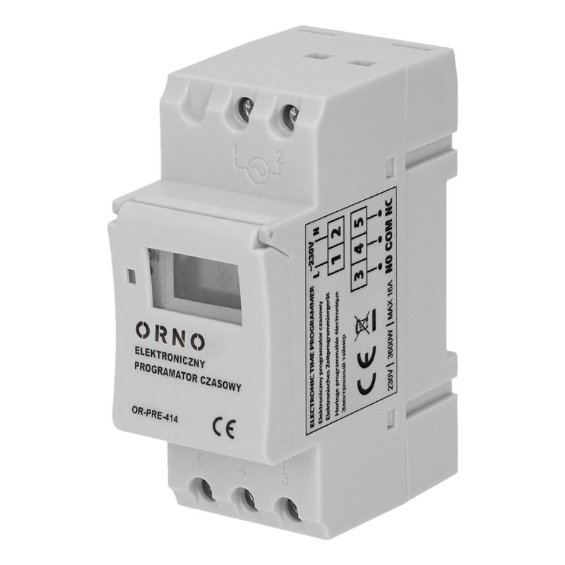 ELEKTRONICZNY PROGRAMATOR CZASOWY, 16 PROGRAMÓW, 2 MODUŁY, DIN TH-35MM ORNO ELEKTRONICZNY PROGRAMATOR CZASOWY, 16 PROGRAMÓW, 2 MODUŁY, DIN TH-35MM ORNO
