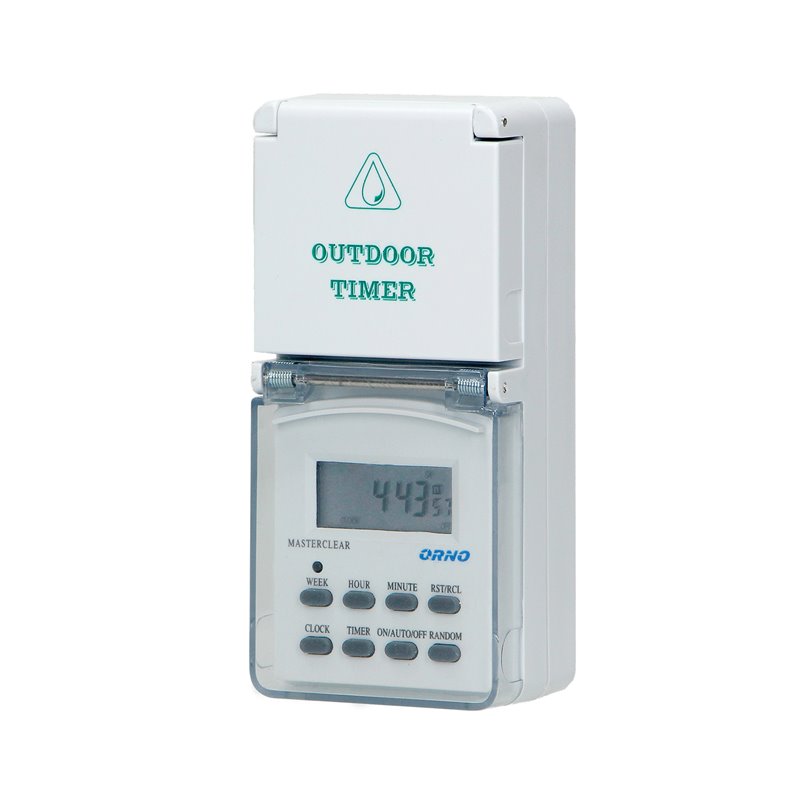 ELEKTRONICZNY PROGRAMATOR CZASOWY (SCHUKO), 8 PROGRAMÓW, IP44 ORNO ELEKTRONICZNY PROGRAMATOR CZASOWY (SCHUKO), 8 PROGRAMÓW, IP44 ORNO