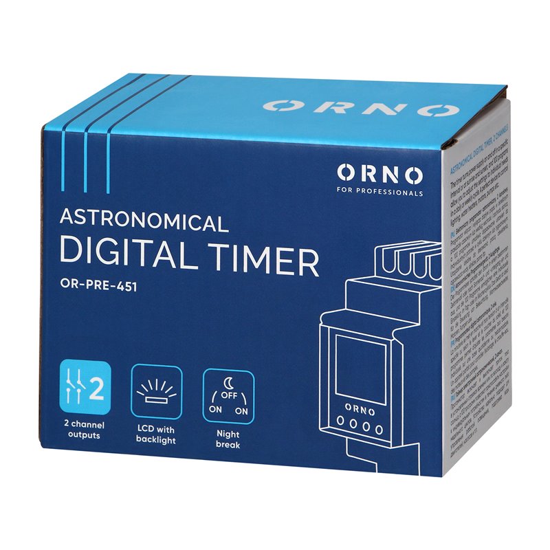 ELEKTRONICZNY PROGRAMATOR ASTRONOMICZNY I CZASOWY, 100 PROGRAMÓW, 3 JĘZYKI MENU, 2 WYJŚCIA PRZEKAŹNIKOWE MAX.16A/230V, SZEROKOŚĆ ELEKTRONICZNY PROGRAMATOR ASTRONOMICZNY I CZASOWY, 100 PROGRAMÓW, 3 JĘZYKI MENU, 2 WYJŚCIA PRZEKAŹNIKOWE MAX.16A/230V, SZEROKOŚĆ