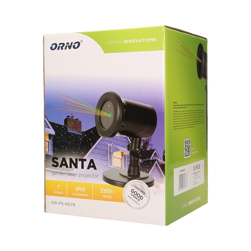 PROJEKTOR LASEROWY 3D SANTA, IP65, 7 TRYBÓW ORNO PROJEKTOR LASEROWY 3D SANTA, IP65, 7 TRYBÓW ORNO