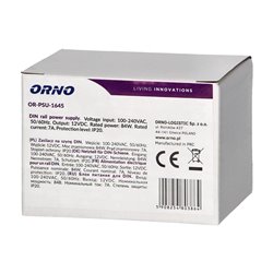 ZASILACZ NA SZYNĘ DIN 12VDC, 7A, 84W, SZEROKOŚĆ 4 MODUŁY ORNO ZASILACZ NA SZYNĘ DIN 12VDC, 7A, 84W, SZEROKOŚĆ 4 MODUŁY ORNO