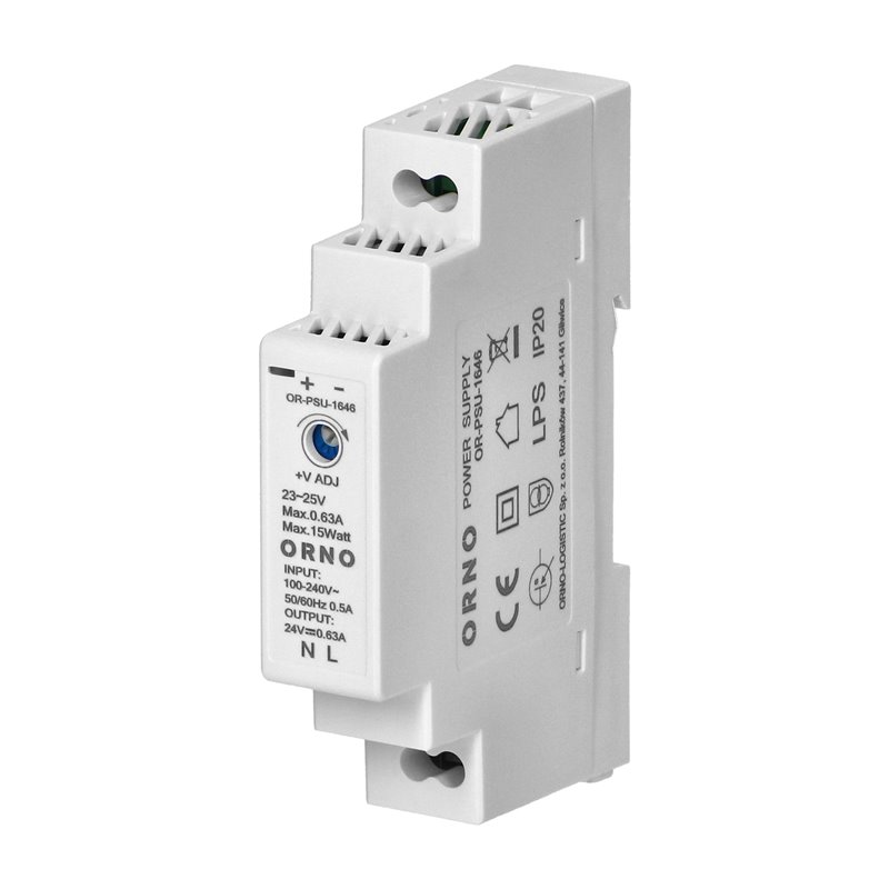 ZASILACZ NA SZYNĘ DIN 24VDC, 0,63A, 15W, SZEROKOŚĆ 1 MODUŁ ORNO ZASILACZ NA SZYNĘ DIN 24VDC, 0,63A, 15W, SZEROKOŚĆ 1 MODUŁ ORNO