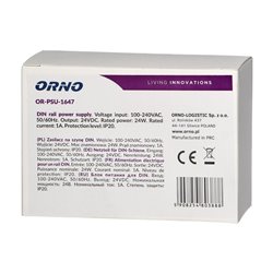 ZASILACZ NA SZYNĘ DIN 24VDC, 1A, 24W, SZEROKOŚĆ 2 MODUŁY ORNO ZASILACZ NA SZYNĘ DIN 24VDC, 1A, 24W, SZEROKOŚĆ 2 MODUŁY ORNO