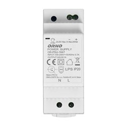 ZASILACZ NA SZYNĘ DIN 24VDC, 1A, 24W, SZEROKOŚĆ 2 MODUŁY ORNO ZASILACZ NA SZYNĘ DIN 24VDC, 1A, 24W, SZEROKOŚĆ 2 MODUŁY ORNO