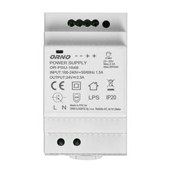 ZASILACZ NA SZYNĘ DIN 24VDC, 2,5A, 60W, SZEROKOŚĆ 3 MODUŁY ORNO ZASILACZ NA SZYNĘ DIN 24VDC, 2,5A, 60W, SZEROKOŚĆ 3 MODUŁY ORNO