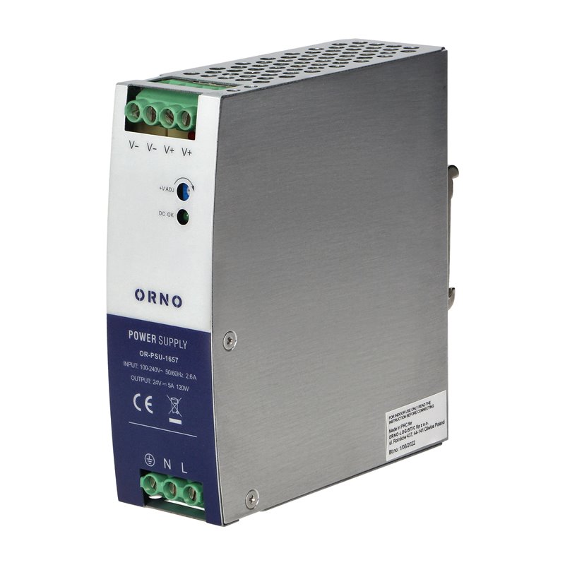 ZASILACZ PRZEMYSŁOWY, NA SZYNĘ DIN, 24VDC, 5A, 120W, W METALOWEJ OBUDOWIE ORNO ZASILACZ PRZEMYSŁOWY, NA SZYNĘ DIN, 24VDC, 5A, 120W, W METALOWEJ OBUDOWIE ORNO