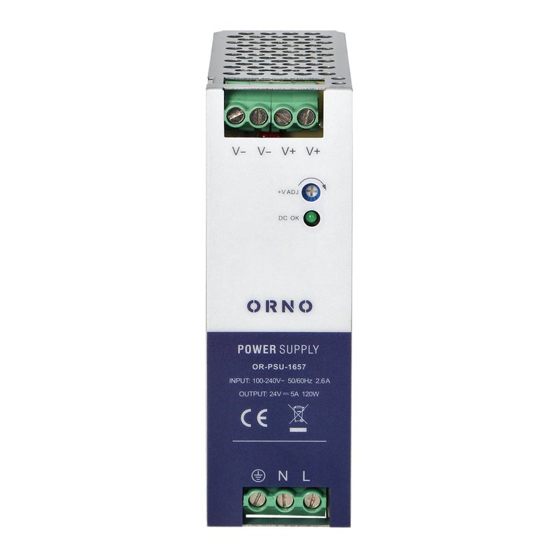 ZASILACZ PRZEMYSŁOWY, NA SZYNĘ DIN, 24VDC, 5A, 120W, W METALOWEJ OBUDOWIE ORNO ZASILACZ PRZEMYSŁOWY, NA SZYNĘ DIN, 24VDC, 5A, 120W, W METALOWEJ OBUDOWIE ORNO