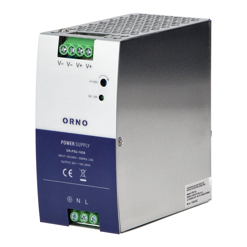 ZASILACZ PRZEMYSŁOWY, NA SZYNĘ DIN, 24VDC, 10A, 240W, W METALOWEJ OBUDOWIE ORNO ZASILACZ PRZEMYSŁOWY, NA SZYNĘ DIN, 24VDC, 10A, 240W, W METALOWEJ OBUDOWIE ORNO