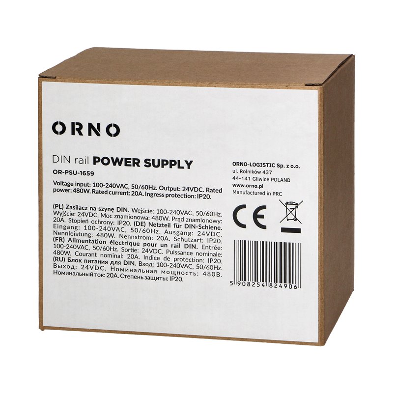 ZASILACZ PRZEMYSŁOWY, NA SZYNĘ DIN, 24VDC, 20A, 480W, W METALOWEJ OBUDOWIE ORNO ZASILACZ PRZEMYSŁOWY, NA SZYNĘ DIN, 24VDC, 20A, 480W, W METALOWEJ OBUDOWIE ORNO