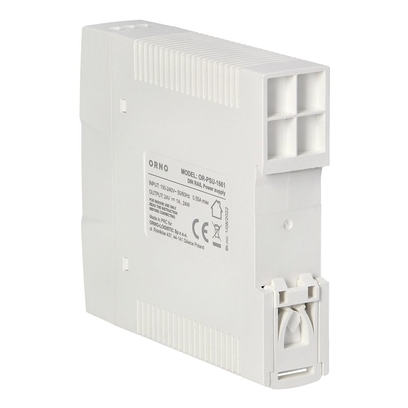ZASILACZ PRZEMYSŁOWY, NA SZYNĘ DIN, 24VDC, 1A, 20W, W PLASTIKOWEJ OBUDOWIE ORNO ZASILACZ PRZEMYSŁOWY, NA SZYNĘ DIN, 24VDC, 1A, 20W, W PLASTIKOWEJ OBUDOWIE ORNO