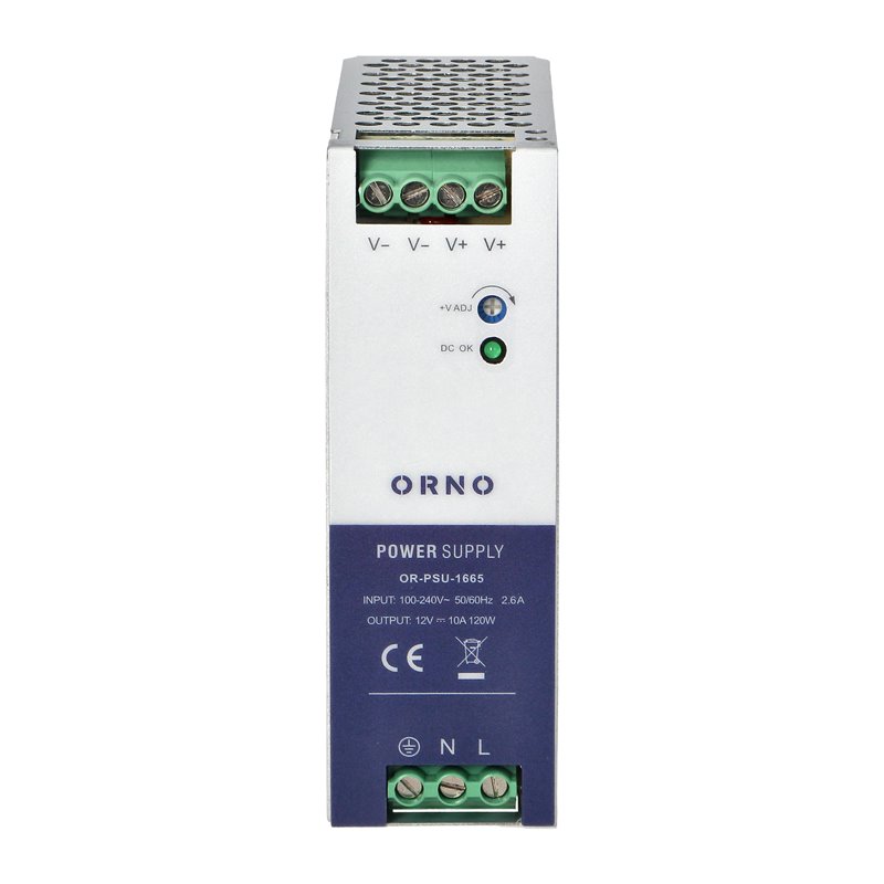 ZASILACZ PRZEMYSŁOWY NA SZYNĘ DIN, 12VDC 10A 120W, OBUDOWA METALOWA ORNO ZASILACZ PRZEMYSŁOWY NA SZYNĘ DIN, 12VDC 10A 120W, OBUDOWA METALOWA ORNO