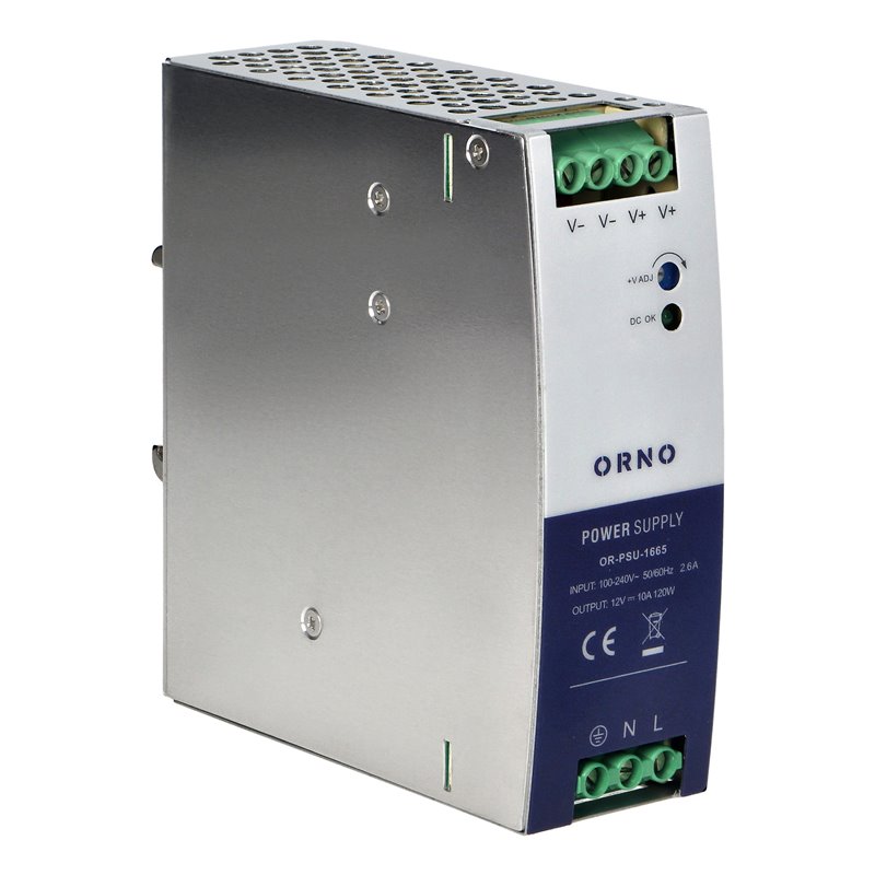 ZASILACZ PRZEMYSŁOWY NA SZYNĘ DIN, 12VDC 10A 120W, OBUDOWA METALOWA ORNO ZASILACZ PRZEMYSŁOWY NA SZYNĘ DIN, 12VDC 10A 120W, OBUDOWA METALOWA ORNO