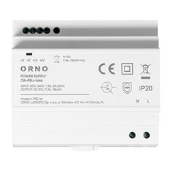 ZASILACZ NA SZYNE DIN, 12VDC, 11,3A, 135,6W, 6 MODUŁÓW ORNO ZASILACZ NA SZYNE DIN, 12VDC, 11,3A, 135,6W, 6 MODUŁÓW ORNO