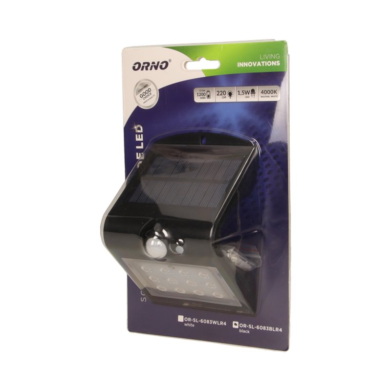 SILOE LED 1,5W, LAMPA SOLARNA Z CZUJNIKIEM RUCHU 120ST, 190LM, IP65, 4000K, 1200MAH, PODWÓJNE ŹRÓDŁO ŚWIATŁA, CZARNA ORNO SILOE LED 1,5W, LAMPA SOLARNA Z CZUJNIKIEM RUCHU 120ST, 190LM, IP65, 4000K, 1200MAH, PODWÓJNE ŹRÓDŁO ŚWIATŁA, CZARNA ORNO