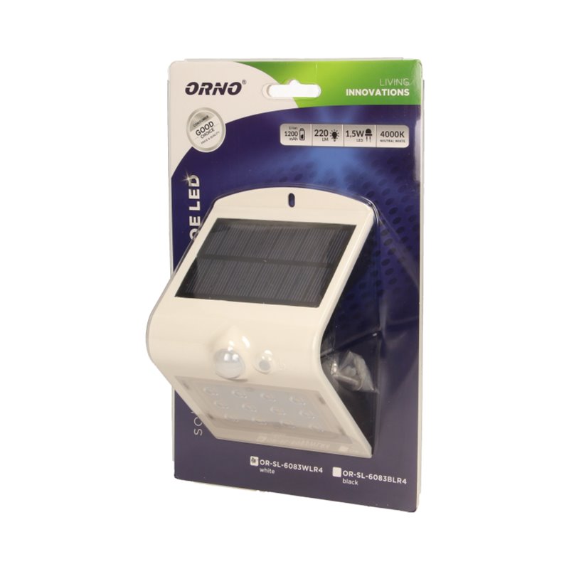 SILOE LED 1,5W, LAMPA SOLARNA Z CZUJNIKIEM RUCHU 120ST, 190LM, IP65, 4000K, 1200MAH, PODWÓJNE ŹRÓDŁO ŚWIATŁA, BIAŁA ORNO SILOE LED 1,5W, LAMPA SOLARNA Z CZUJNIKIEM RUCHU 120ST, 190LM, IP65, 4000K, 1200MAH, PODWÓJNE ŹRÓDŁO ŚWIATŁA, BIAŁA ORNO