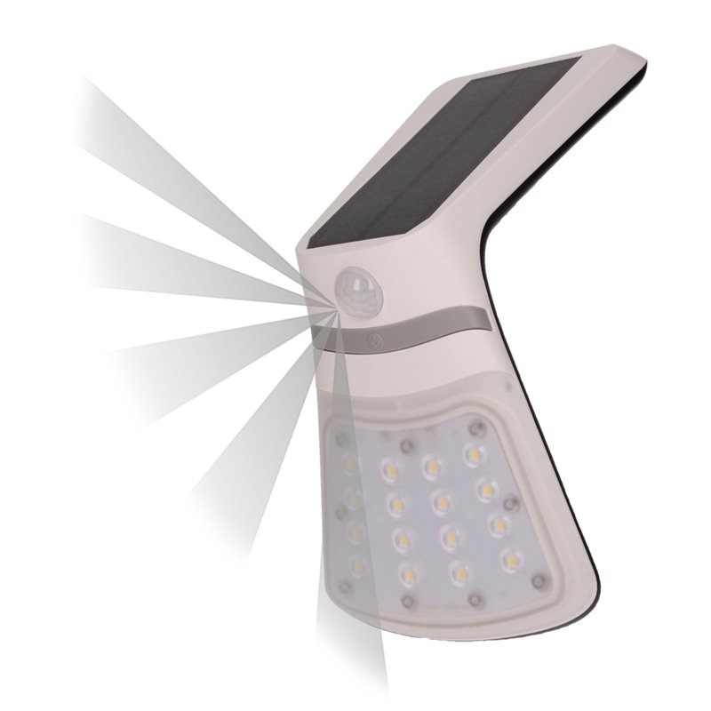 NOCTURNE LED 2W, LAMPA SOLARNA Z CZUJNIKIEM RUCHU 120ST, 240LM, IP65, 4000K, 1200MAH, PODWÓJNE ŹRÓDŁO ŚWIATŁA, BIAŁA ORNO