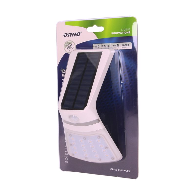 NOCTURNE LED 2W, LAMPA SOLARNA Z CZUJNIKIEM RUCHU 120ST, 240LM, IP65, 4000K, 1200MAH, PODWÓJNE ŹRÓDŁO ŚWIATŁA, BIAŁA ORNO NOCTURNE LED 2W, LAMPA SOLARNA Z CZUJNIKIEM RUCHU 120ST, 240LM, IP65, 4000K, 1200MAH, PODWÓJNE ŹRÓDŁO ŚWIATŁA, BIAŁA ORNO