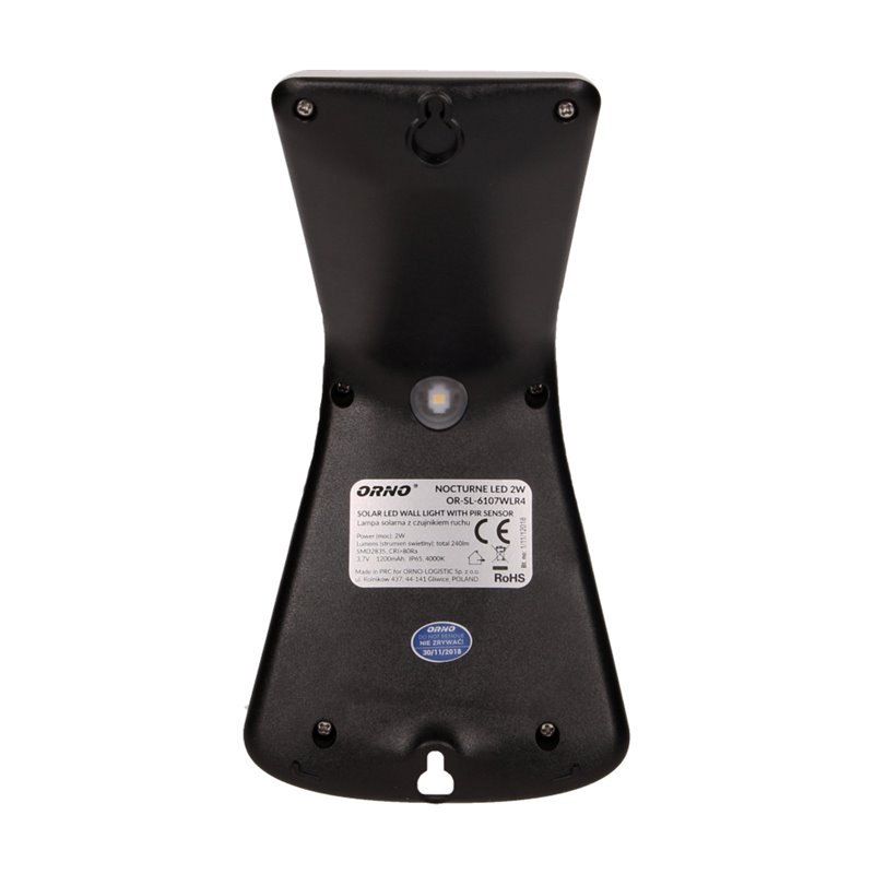 NOCTURNE LED 2W, LAMPA SOLARNA Z CZUJNIKIEM RUCHU 120ST, 240LM, IP65, 4000K, 1200MAH, PODWÓJNE ŹRÓDŁO ŚWIATŁA, BIAŁA ORNO NOCTURNE LED 2W, LAMPA SOLARNA Z CZUJNIKIEM RUCHU 120ST, 240LM, IP65, 4000K, 1200MAH, PODWÓJNE ŹRÓDŁO ŚWIATŁA, BIAŁA ORNO