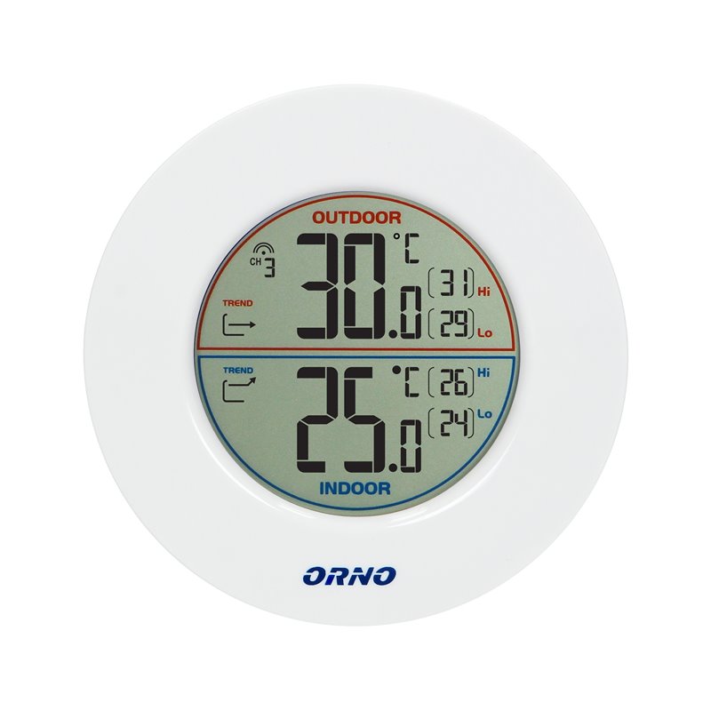 BEZPRZEWODOWA STACJA POGODOWA Z POMIAREM TEMPERATURY ZEWNĘTRZNEJ I WEWNĘTRZNEJ, BIAŁO-SZARA ORNO BEZPRZEWODOWA STACJA POGODOWA Z POMIAREM TEMPERATURY ZEWNĘTRZNEJ I WEWNĘTRZNEJ, BIAŁO-SZARA ORNO